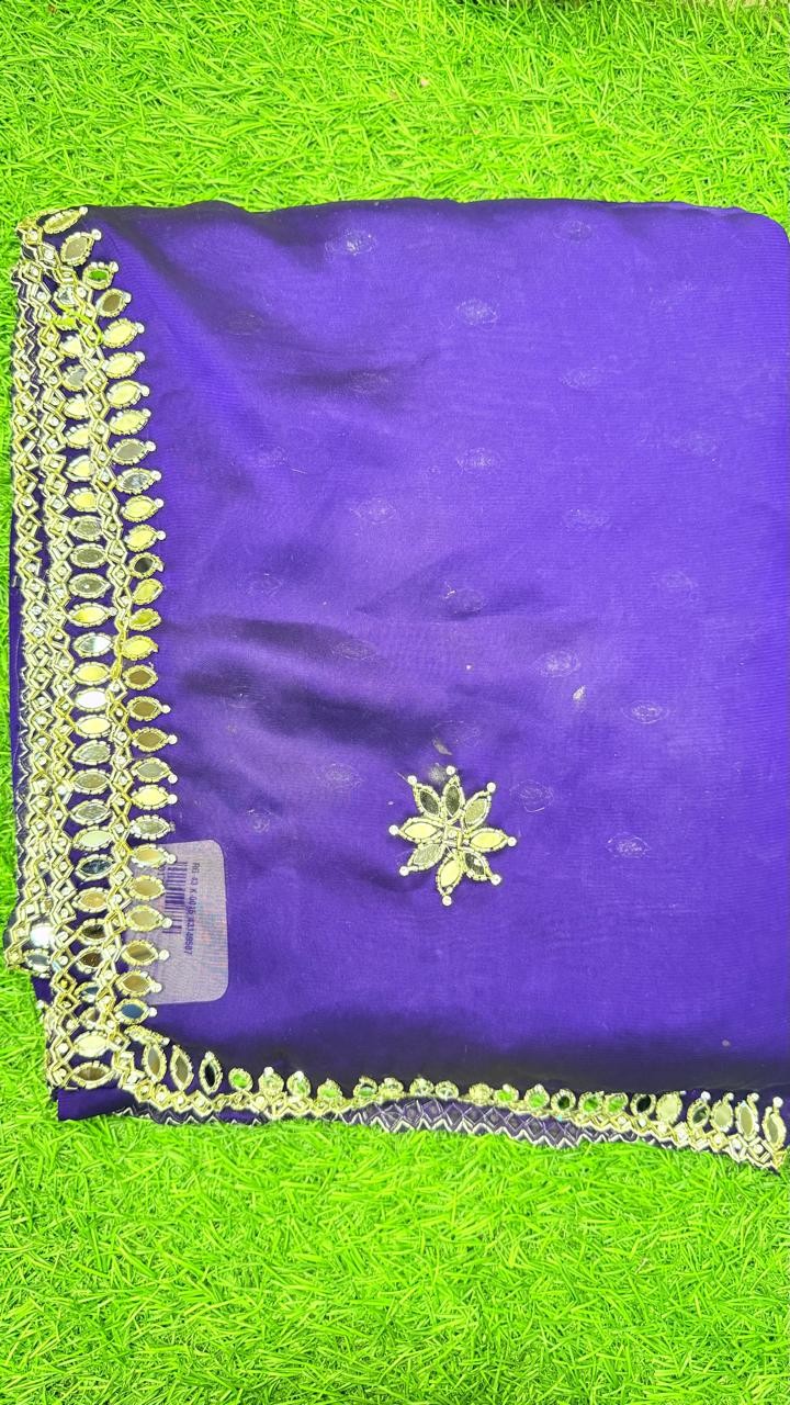 Luxurious RANGOLI Saree with Exquisite Cutglass and Pearl Handwork RANGOLI Saree with Fully Stitched Blouse