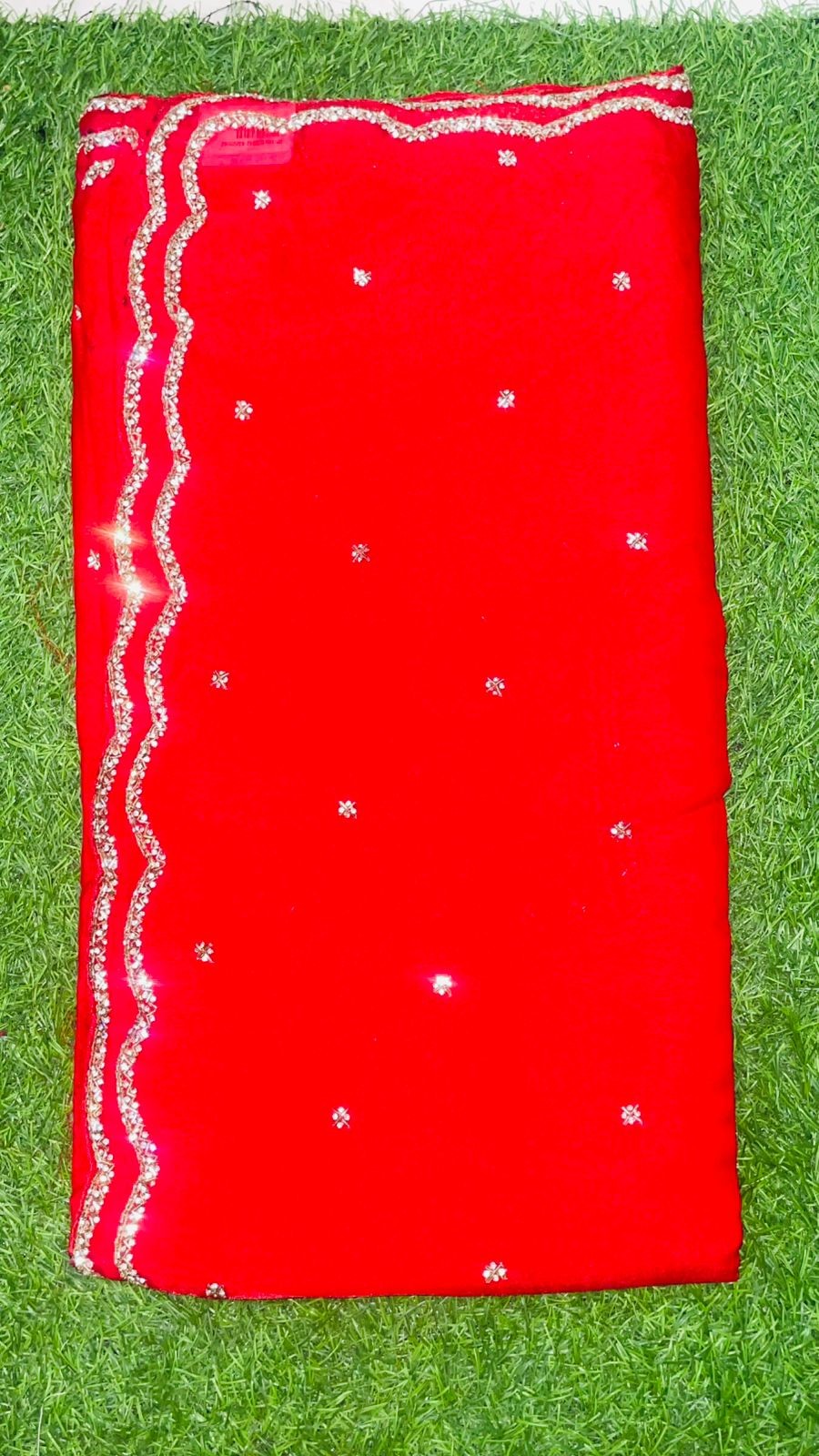 Luxurious PURE SILK RED SAREE with and Handwork PURE SILK RED SAREE